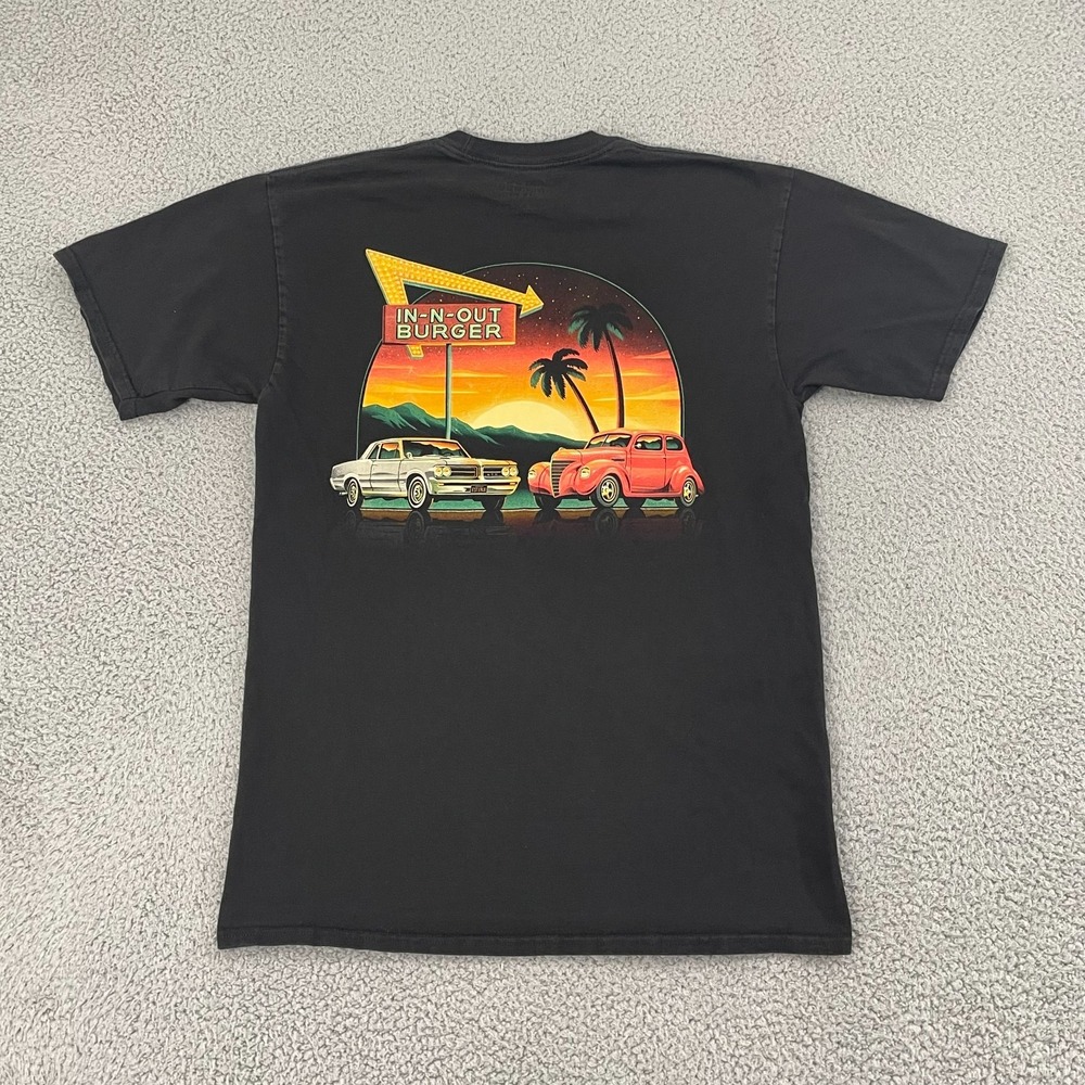 In-N-Out Burger California Graphic T-Shirt Adult M Black Cotton Classic Cars